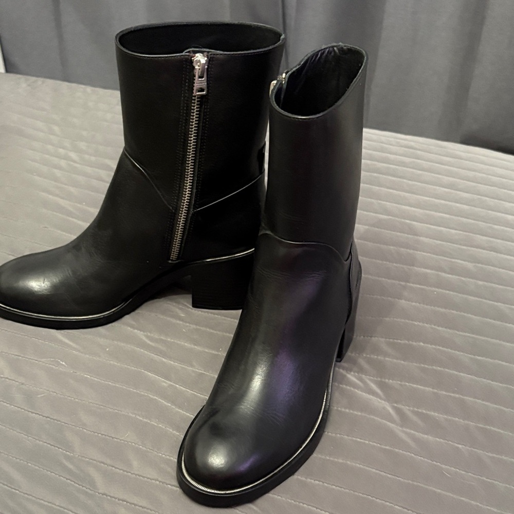 All Saints Black Leather Heeled Boots